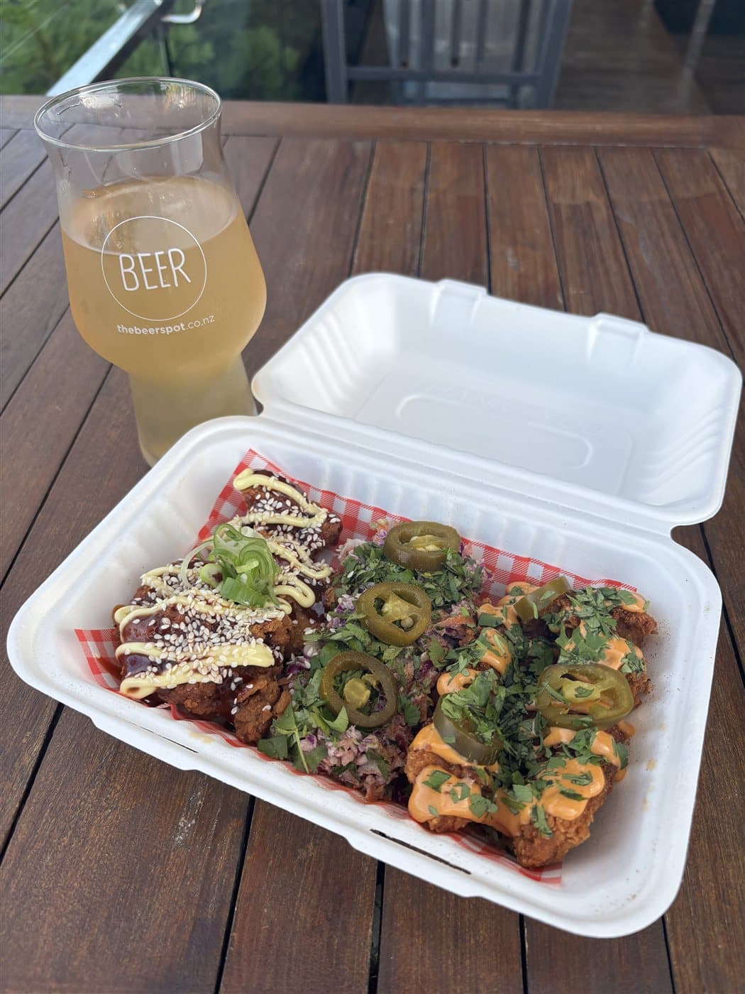 Burchie’s fried chicken platter and a Beer Spot beer