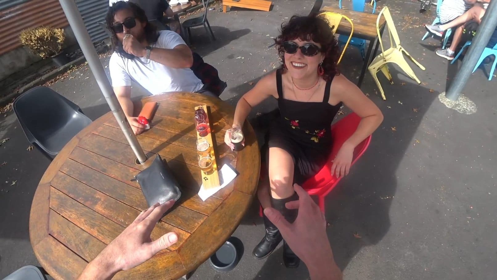 Friends at an outdoor table